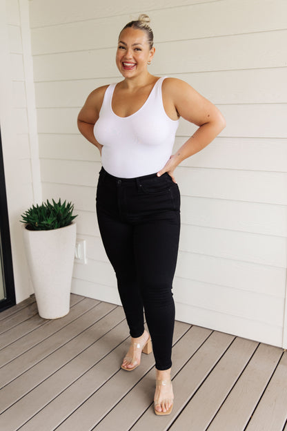 Audrey High Rise Control Top Skinny Jeans in Black - Southern Divas Boutique