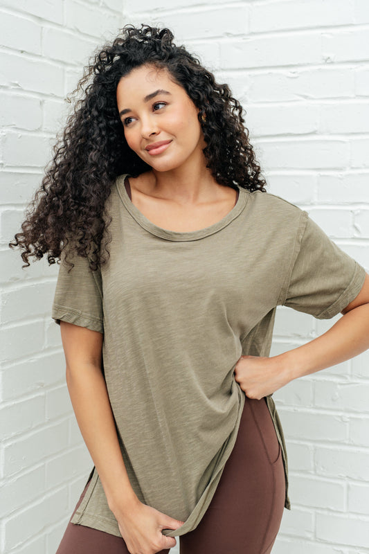 Let Me Live Relaxed Tee in Army - Southern Divas Boutique
