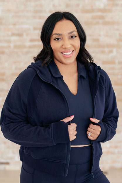 Sun or Shade Zip Up Jacket in Navy - Southern Divas Boutique