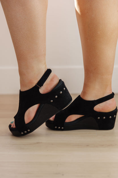 Walk This Way Wedge Sandals in Black Suede - Southern Divas Boutique