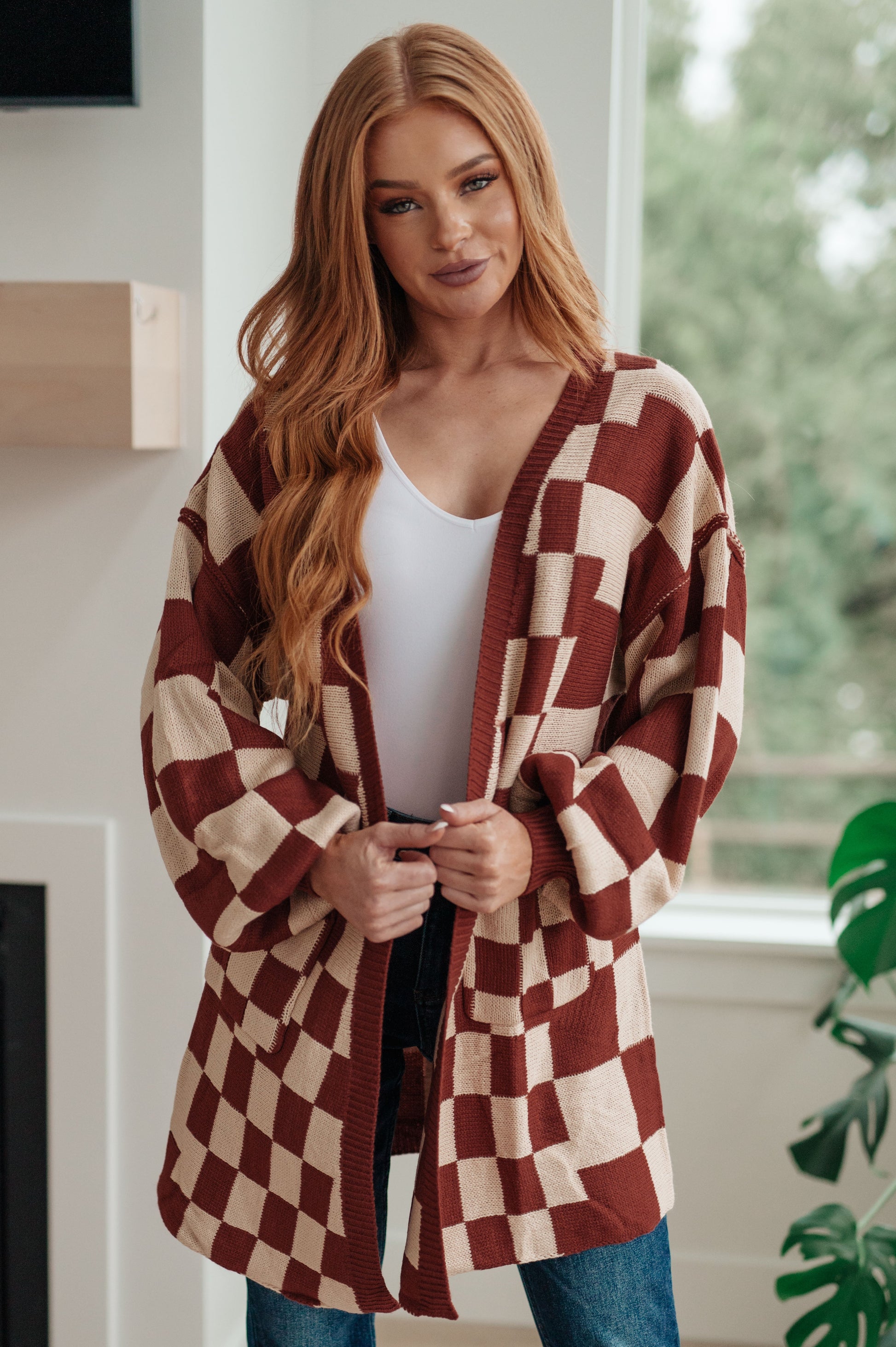 When I See You Again Checkered Cardigan - Southern Divas Boutique
