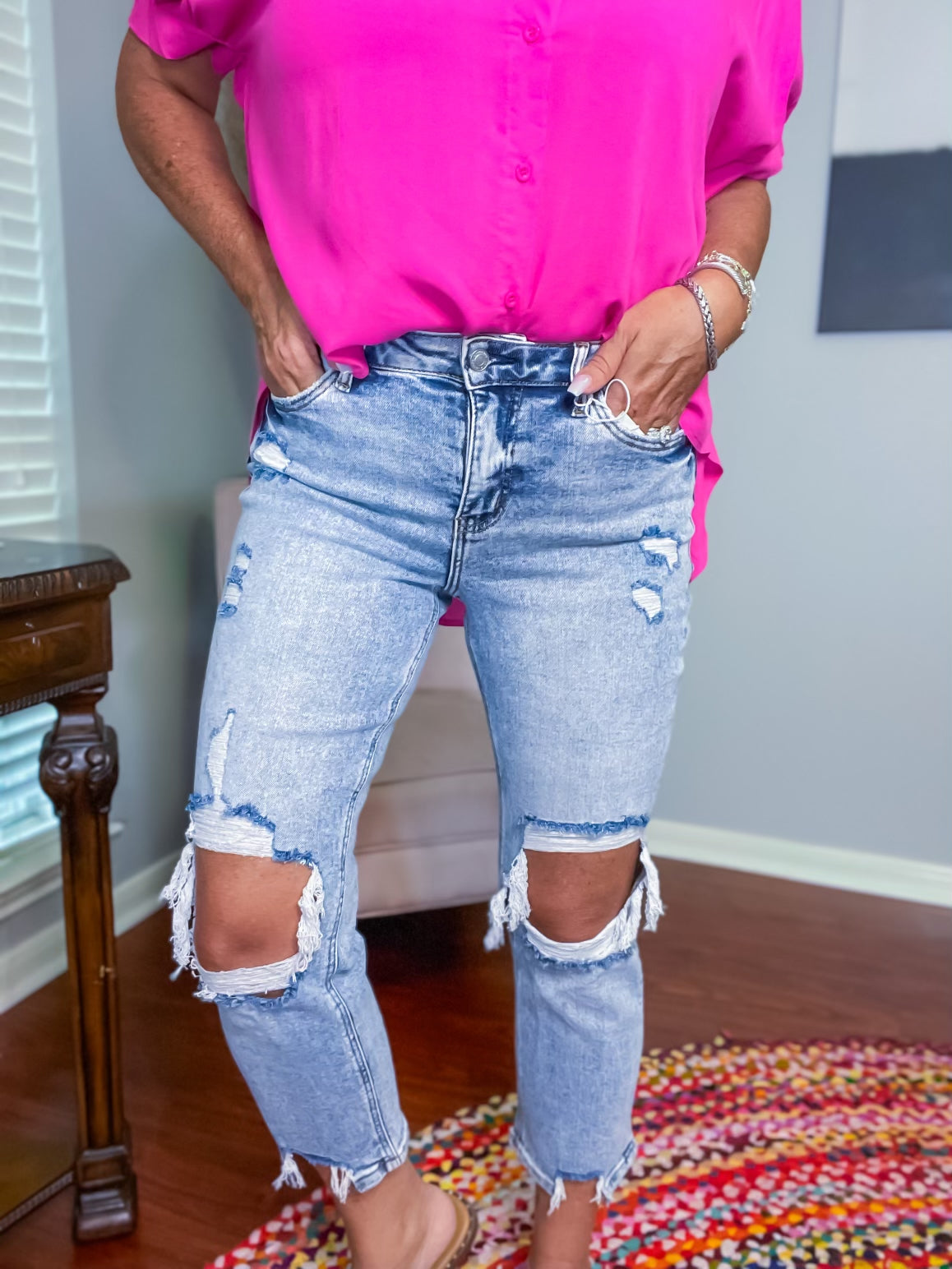 Rizzo High Rise Crop Straight Jeans - Southern Divas Boutique