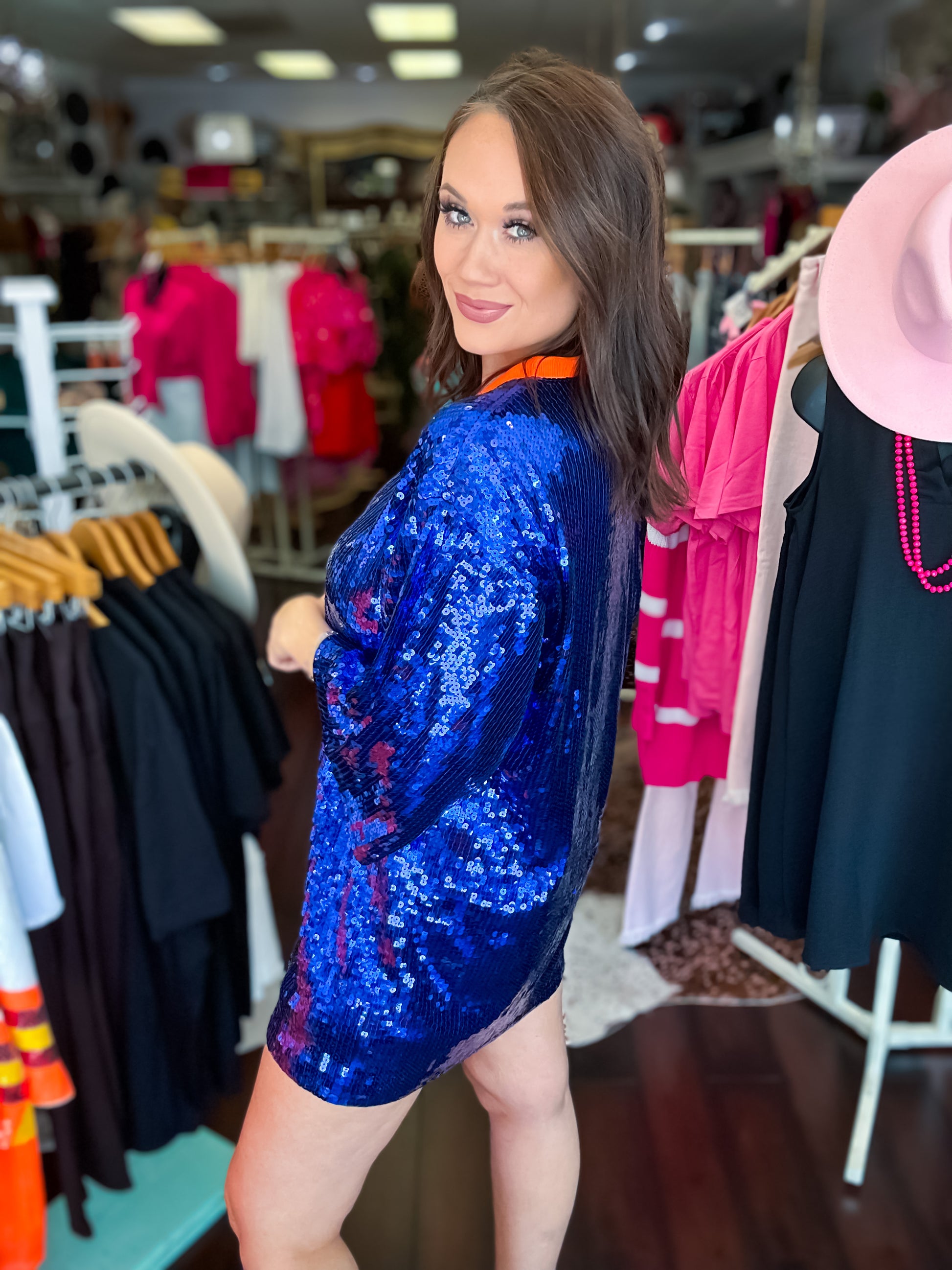 Houston Astros Sequin Dress Tunic - Blue - Southern Divas Boutique