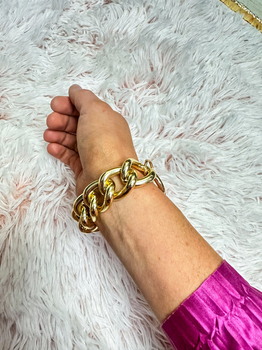 Chunky Chain Link Bracelet w/ Pearl - Southern Divas Boutique