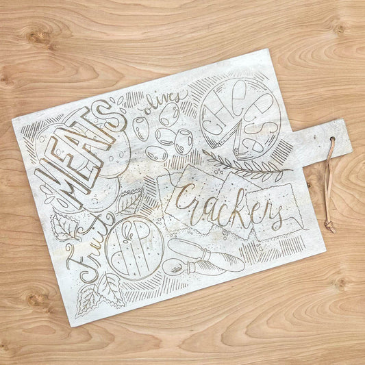 Illustrated Charcuterie Serving Board - Southern Divas Boutique