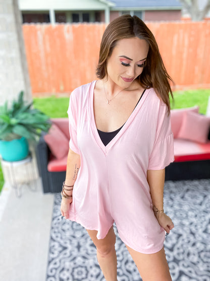 Carefree Days Romper - Baby Pink - Southern Divas Boutique