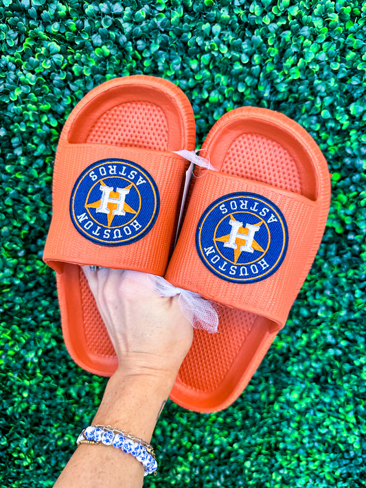 Houston Baseball Slides - Orange - Southern Divas Boutique
