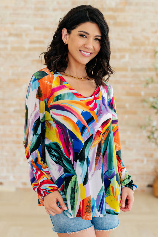 All Over The World Scoop Neck Blouse - Southern Divas Boutique