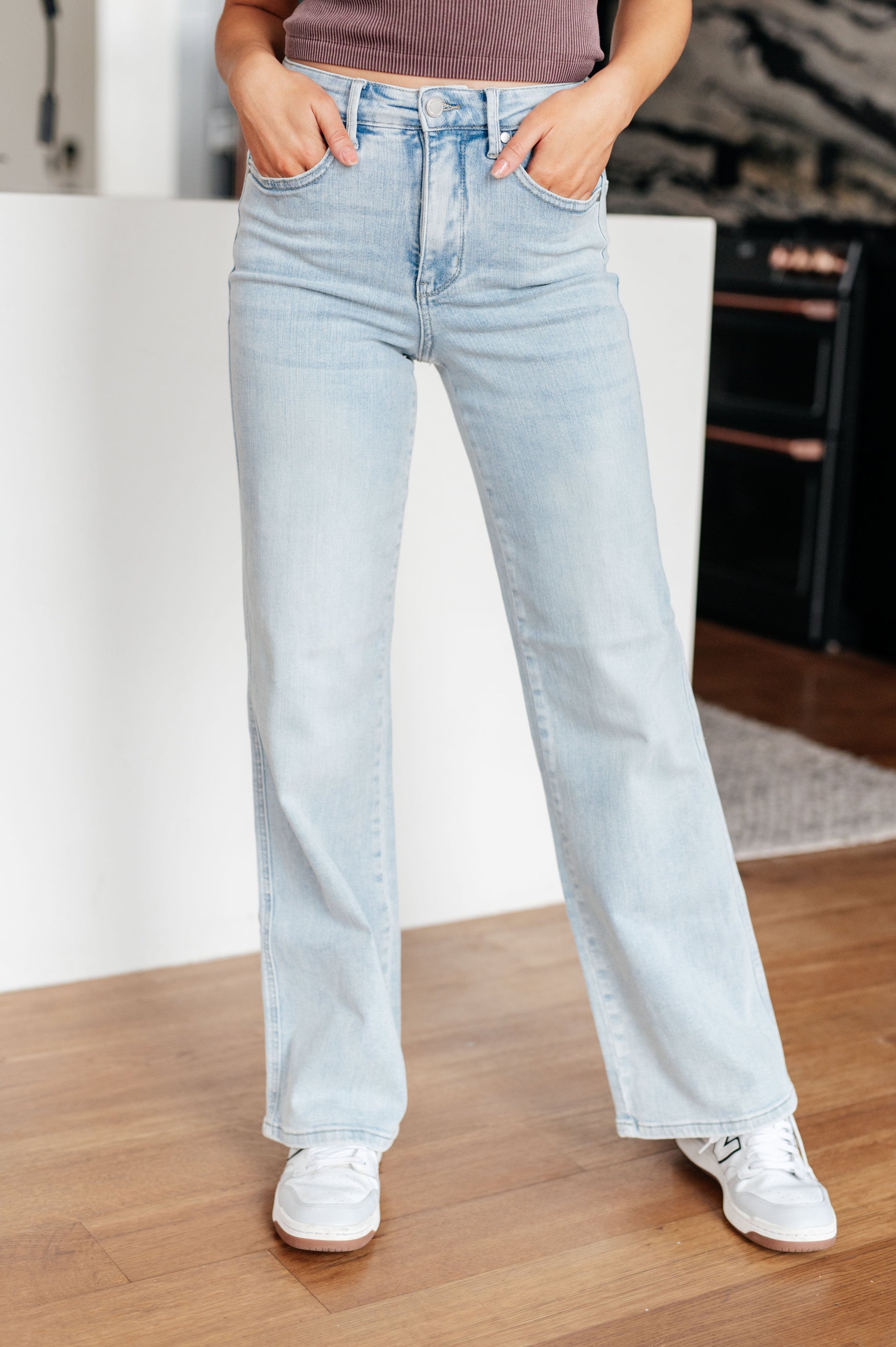 Brooke High Rise Control Top Vintage Wash Straight Jeans - Southern Divas Boutique