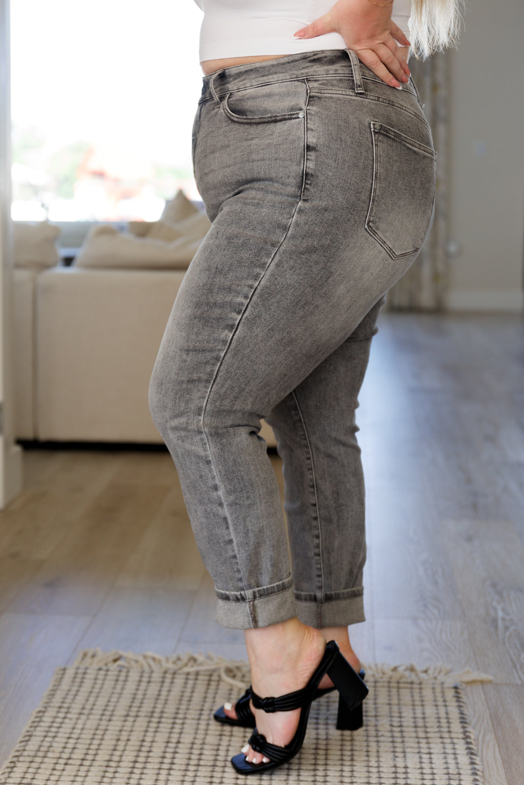 Charlotte High Rise Stone Wash Slim Jeans in Gray - Southern Divas Boutique