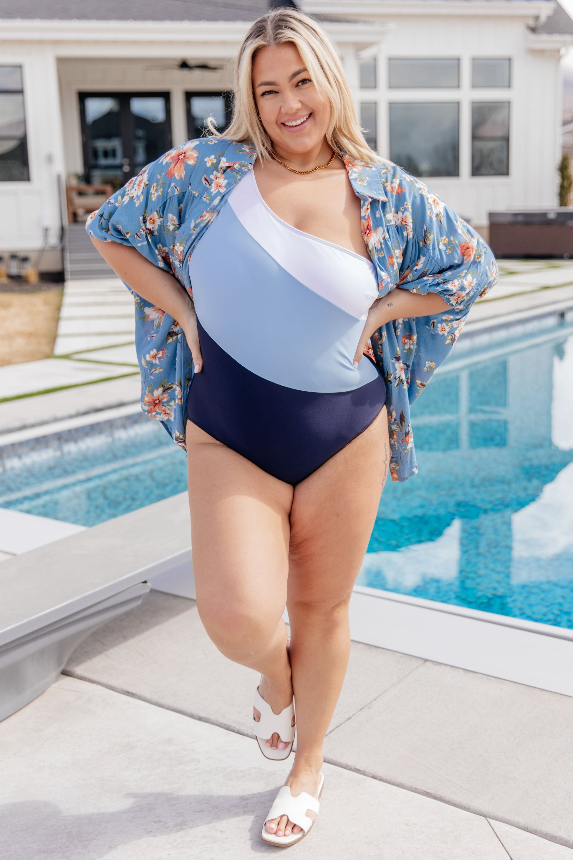 Dominica Color Block Asymmetrical Swimsuit - Southern Divas Boutique