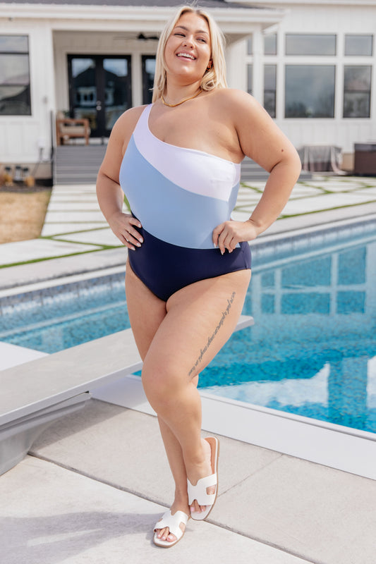 Dominica Color Block Asymmetrical Swimsuit - Southern Divas Boutique