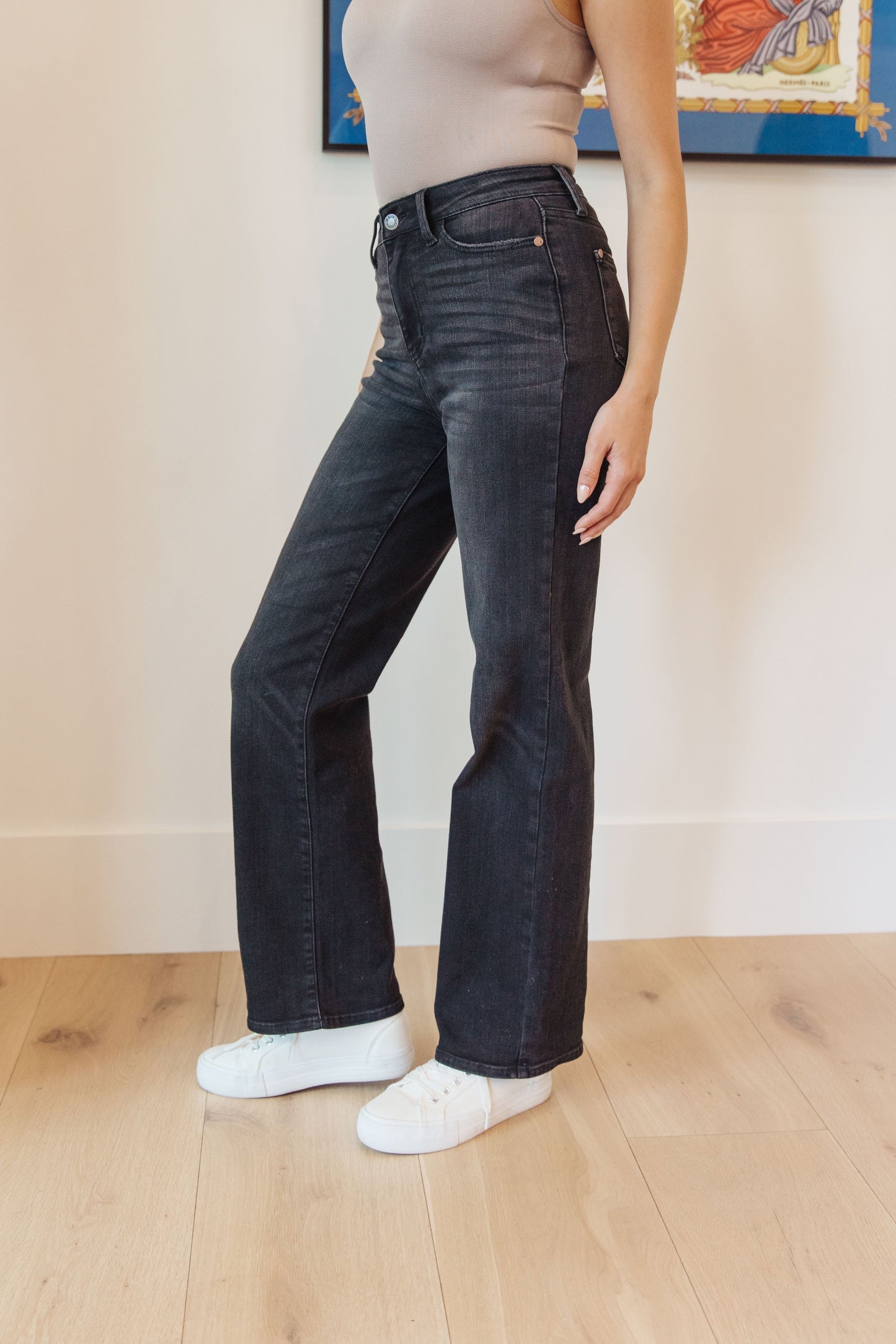 Eleanor High Rise Classic Straight Jeans in Washed Black - Southern Divas Boutique