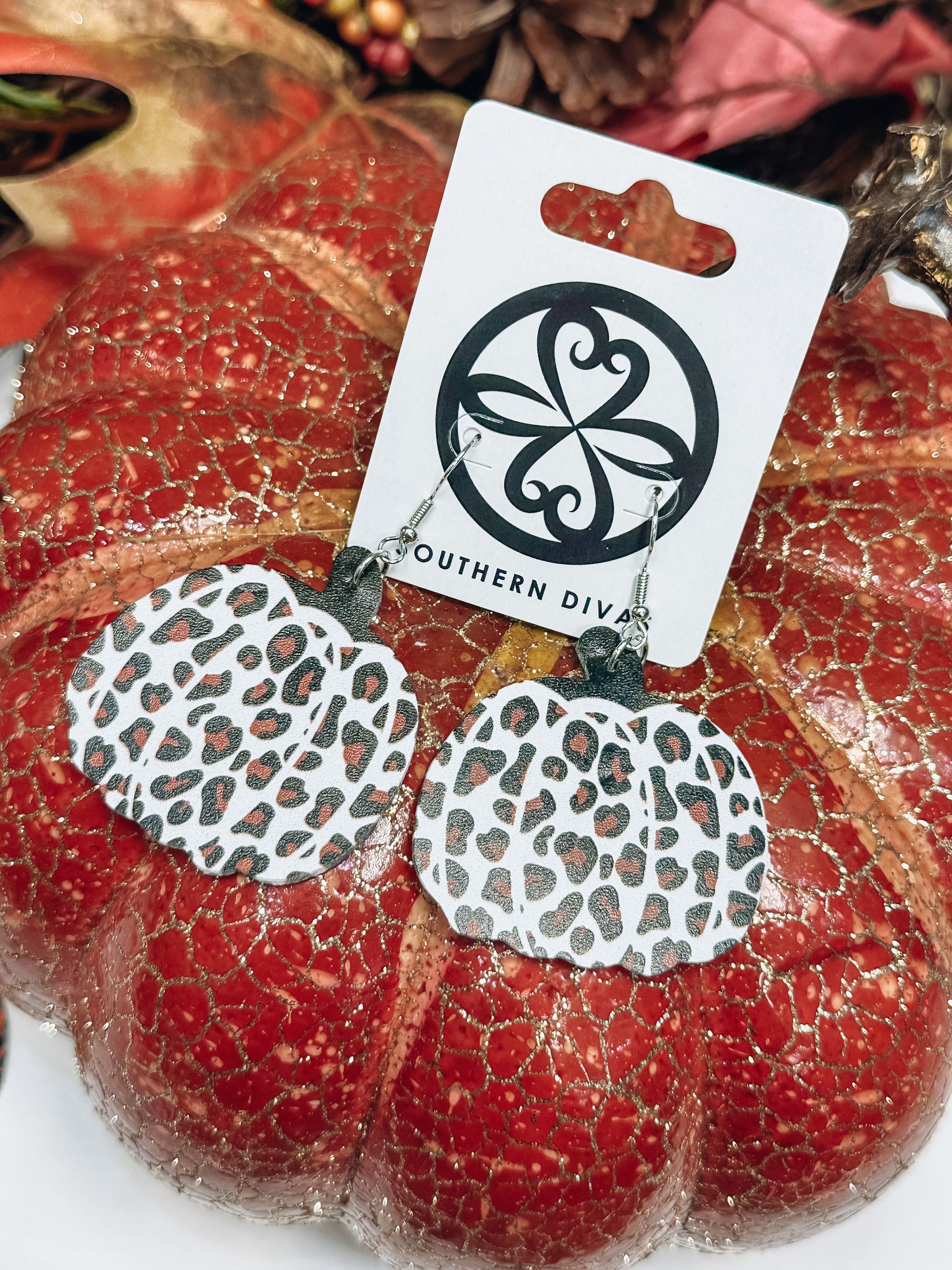 Leopard Pumpkin Earrings - Southern Divas Boutique