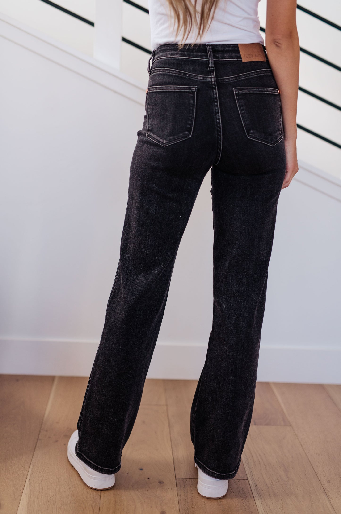 Joan High Rise Control Top Straight Jeans in Washed Black - Southern Divas Boutique