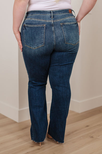 Josephine Mid Rise Raw Hem Bootcut Jeans - Southern Divas Boutique