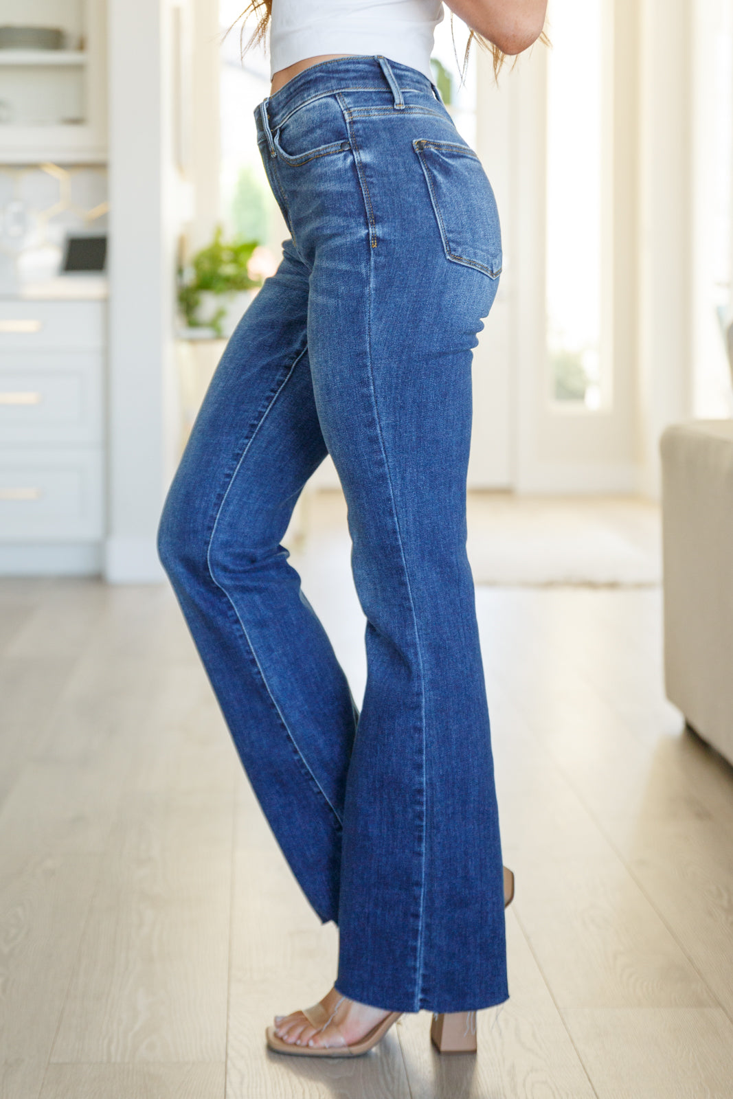 Josephine Mid Rise Raw Hem Bootcut Jeans - Southern Divas Boutique