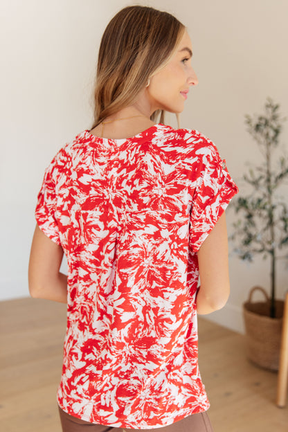 Elizabeth Cap Sleeve - Red Floral - Southern Divas Boutique