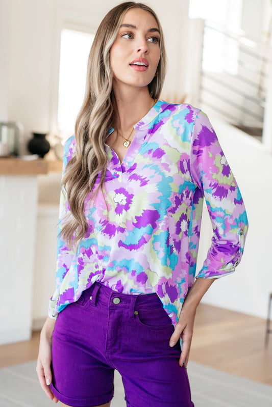 Elizabeth Top - Lavender and Purple Brush Strokes - Southern Divas Boutique