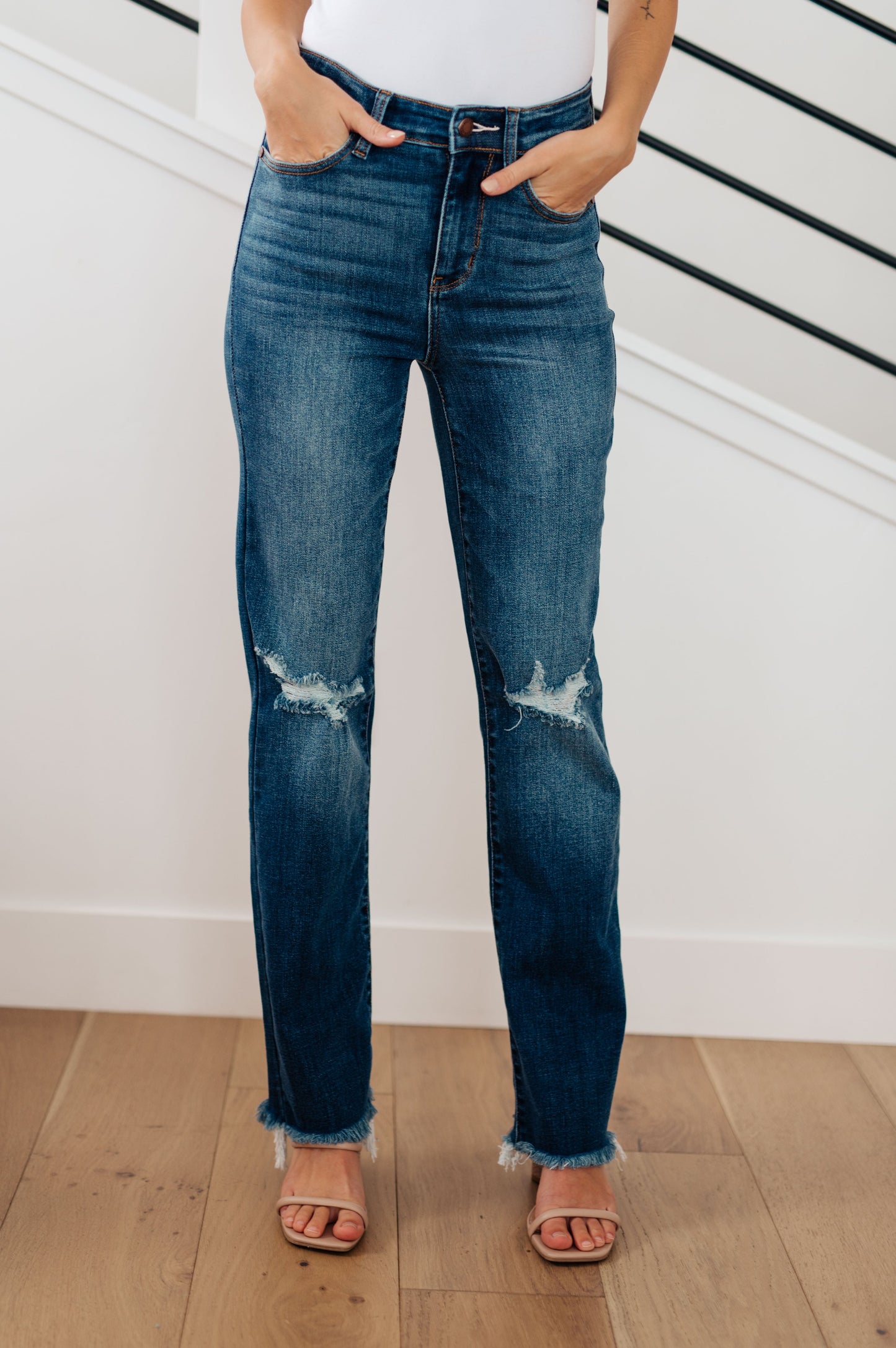 Morgan High Rise Distressed Straight Jeans - Southern Divas Boutique