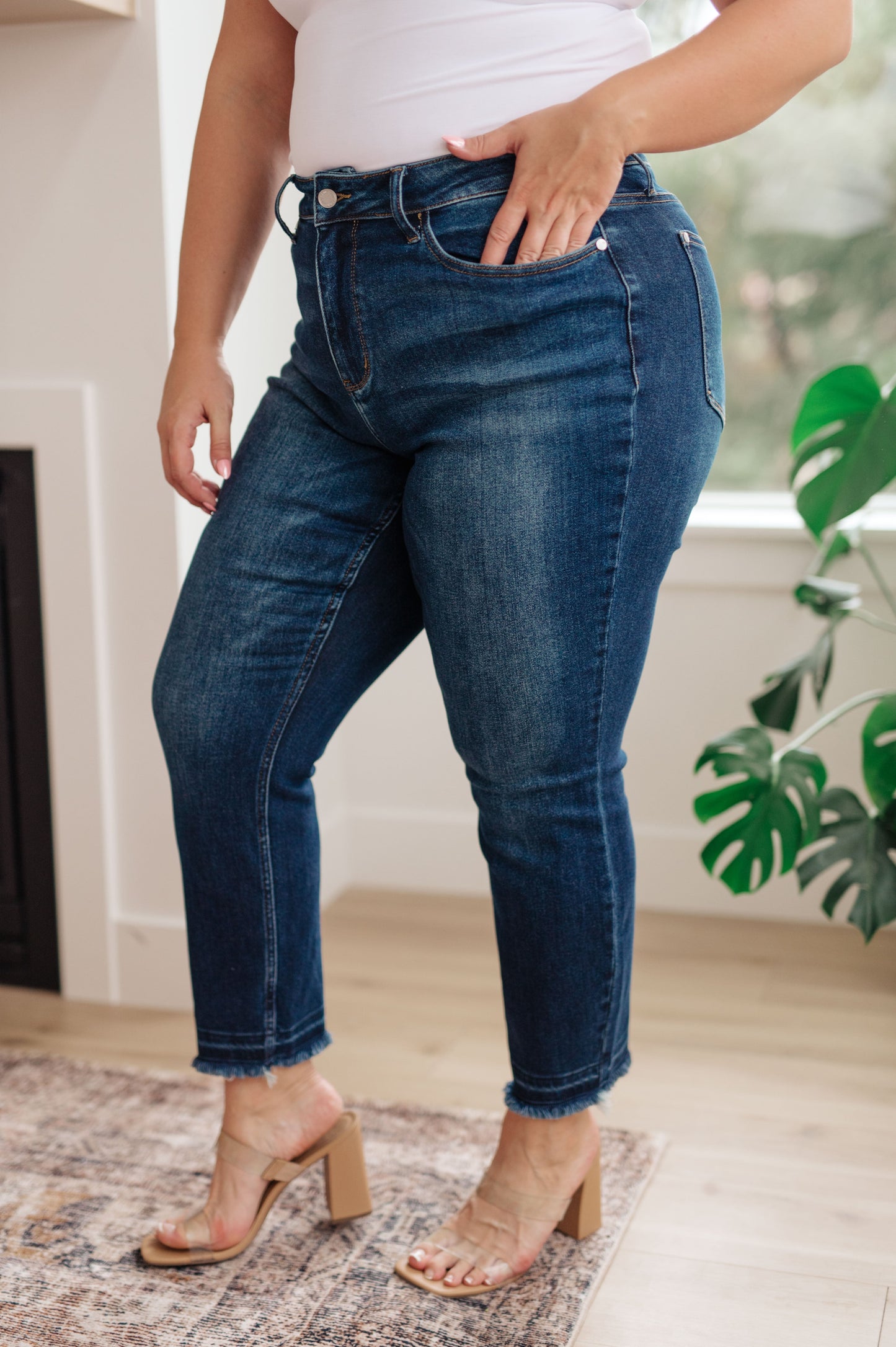 Phillipa High Rise Release Hem Slim Jeans - Southern Divas Boutique
