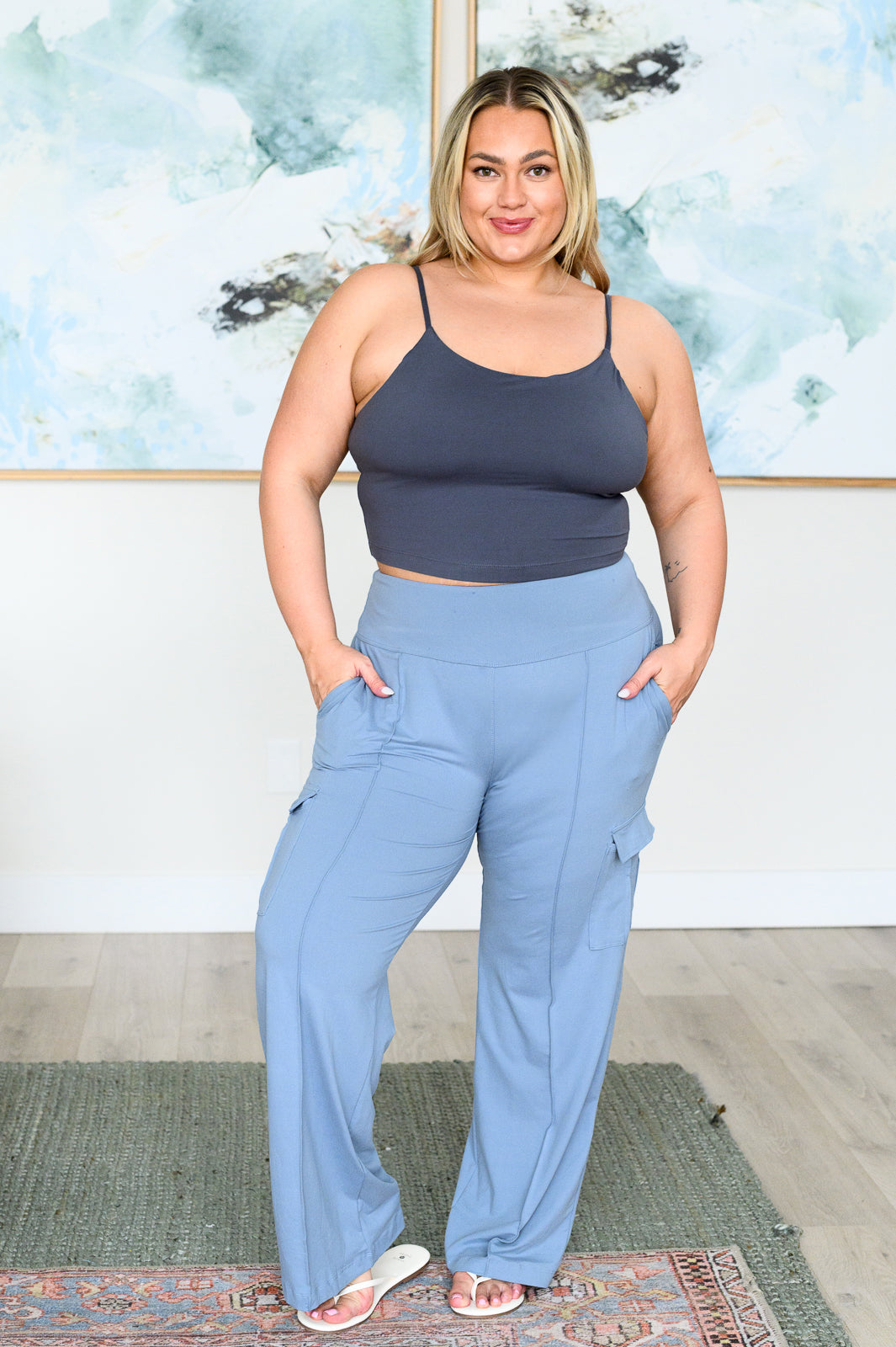 Race to Relax Cargo Pants in Chambray - Southern Divas Boutique