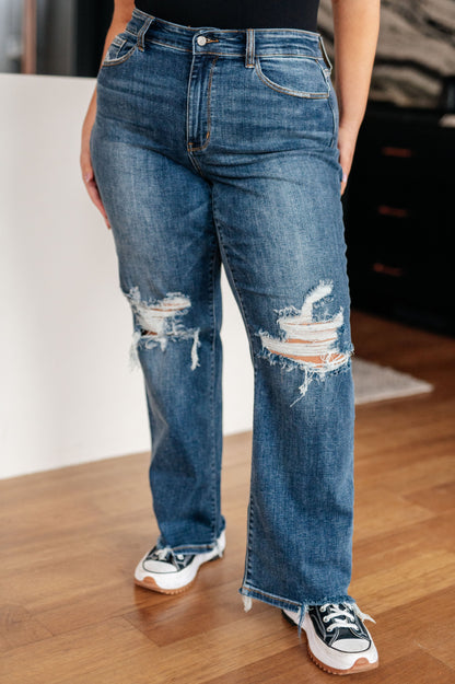 Rose High Rise 90's Straight Jeans in Dark Wash - Southern Divas Boutique