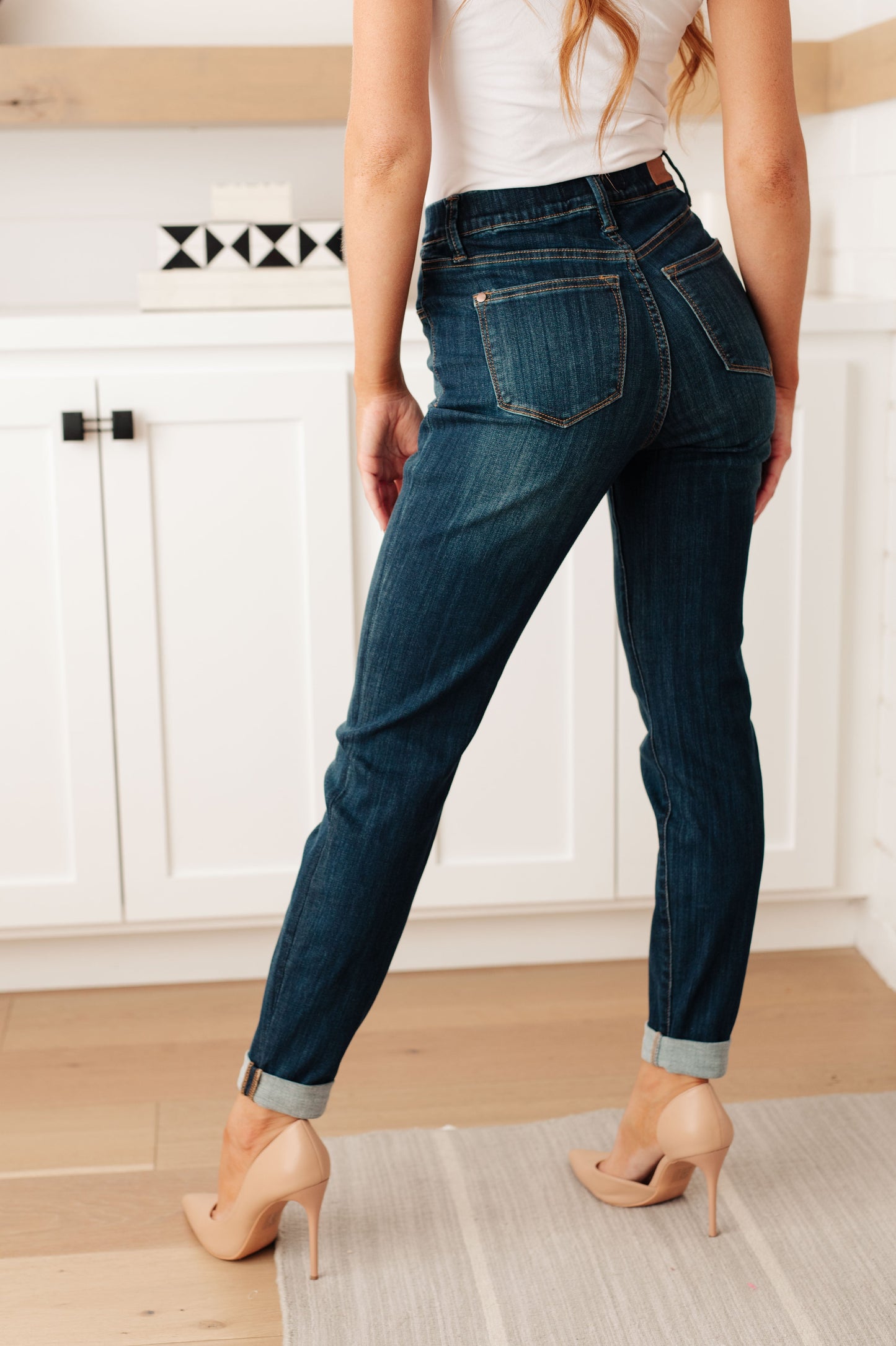 Rowena High Rise Pull On Double Cuff Slim Jeans - Southern Divas Boutique