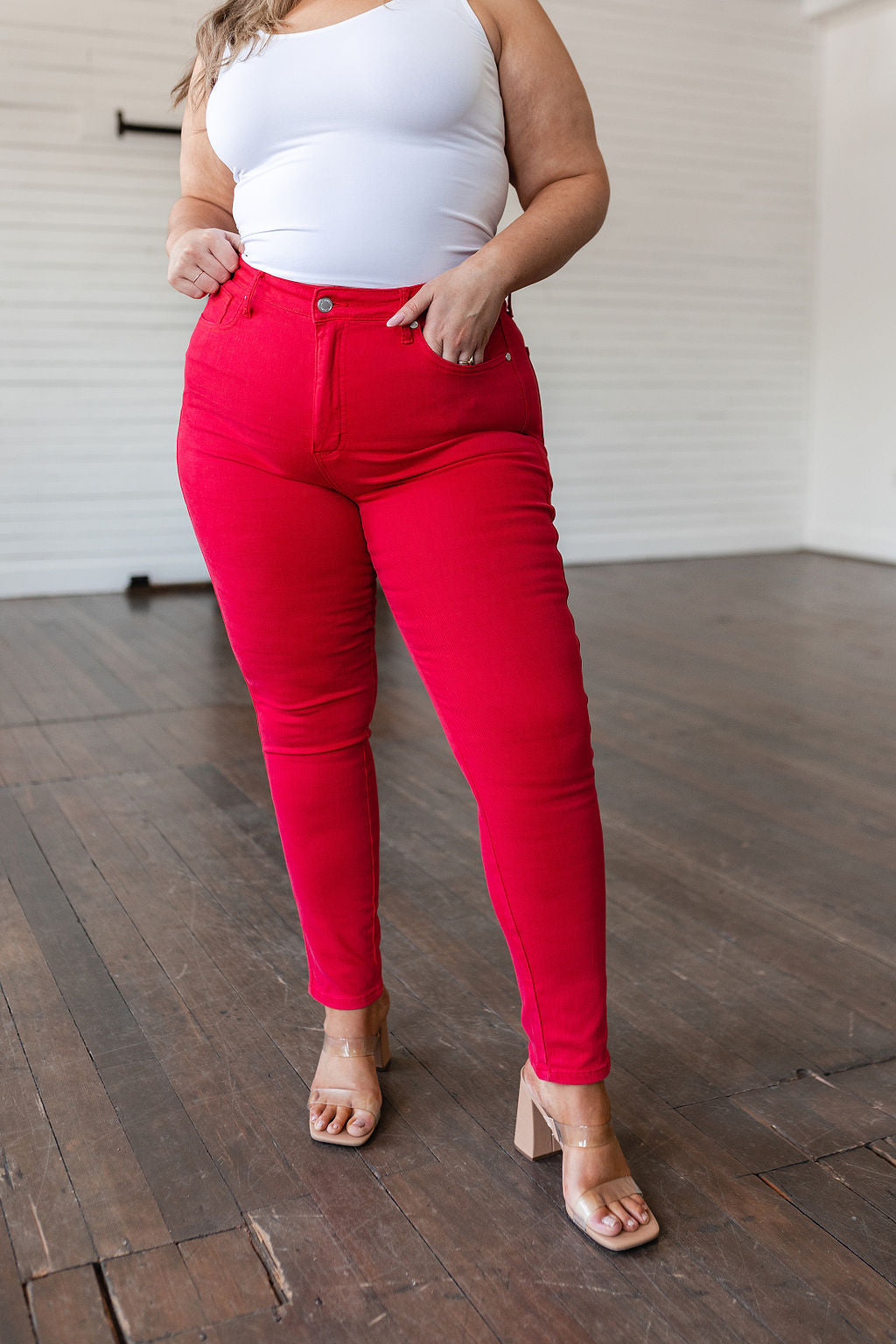 Ruby High Rise Control Top Garment Dyed Skinny Jeans - Southern Divas Boutique