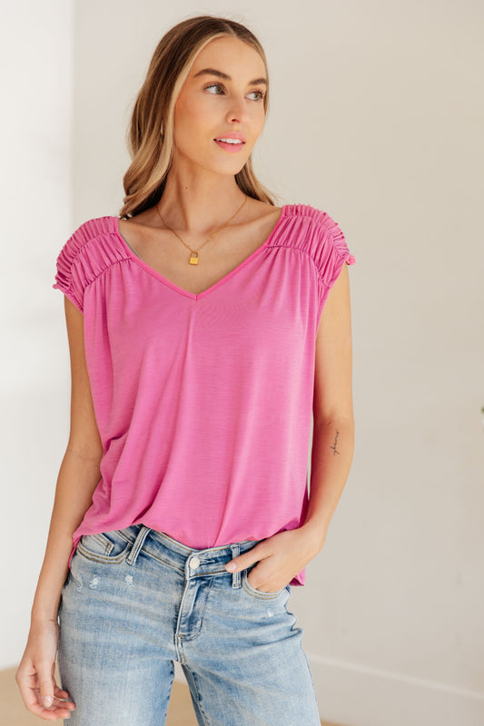 Ruched Cap Sleeve - Magenta - Southern Divas Boutique