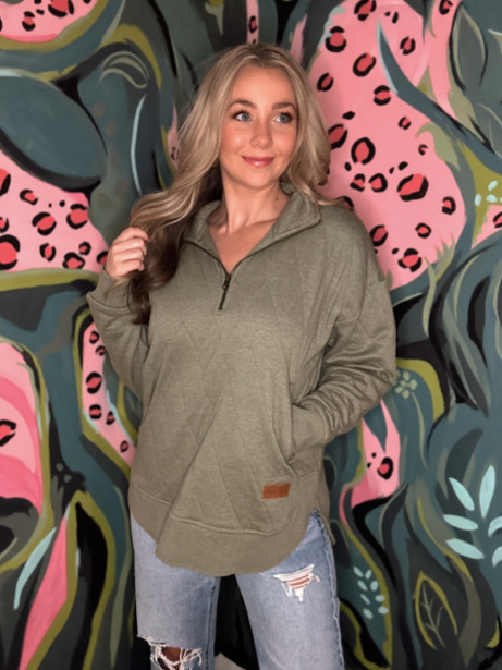 The Tommy Pullover - Olive - Southern Divas Boutique