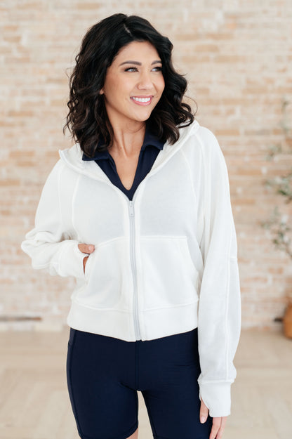 Sun or Shade Zip Up Jacket in Off White - Southern Divas Boutique