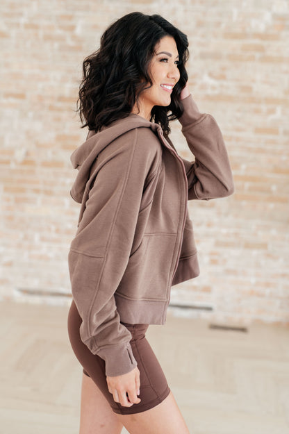 Sun or Shade Zip Up Jacket in Smokey Brown - Southern Divas Boutique