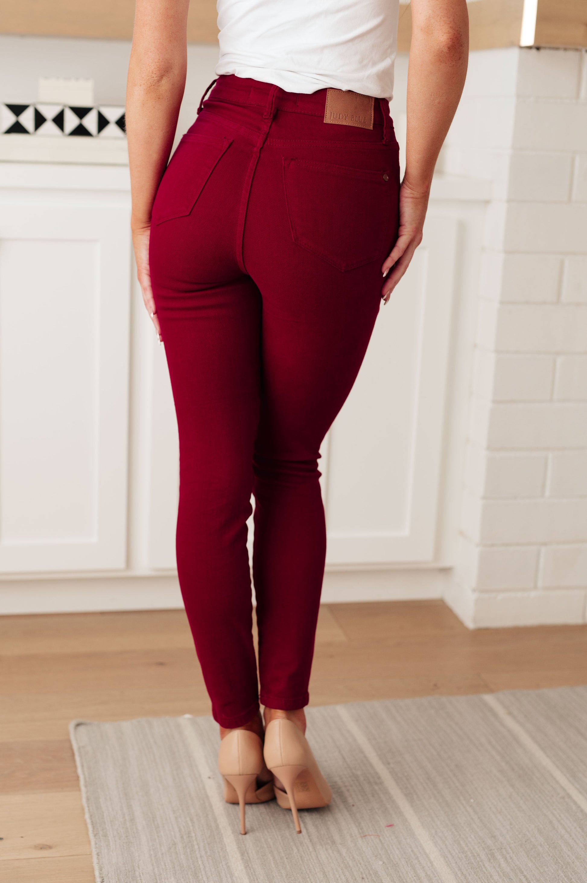 Wanda High Rise Control Top Skinny Jeans Scarlet - Southern Divas Boutique