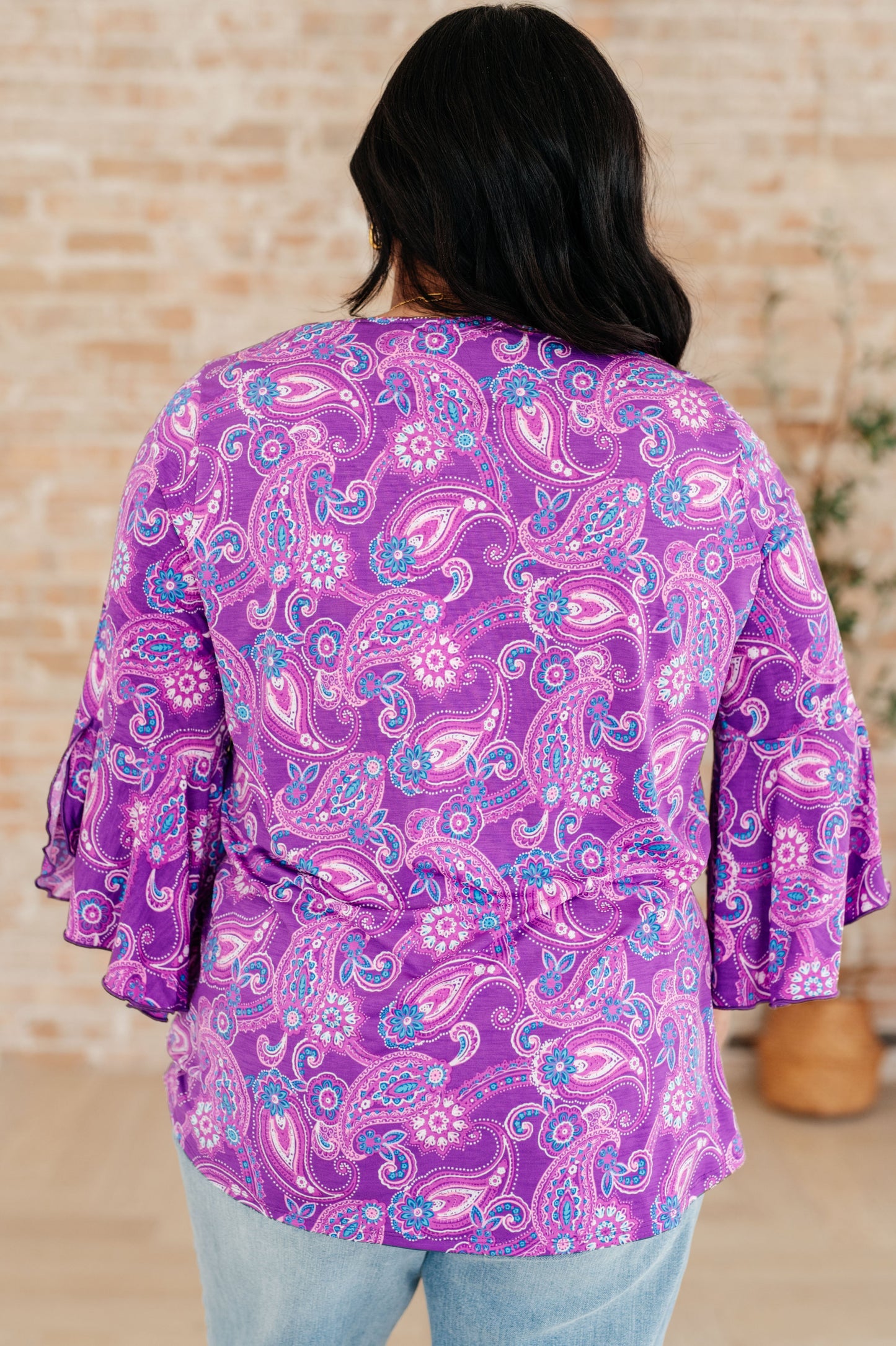 Willow Bell Sleeve Top in Lavender Paisley - Southern Divas Boutique