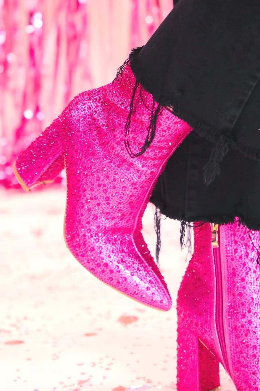 Dripping In Rhinestone Booties - Pink - Southern Divas Boutique