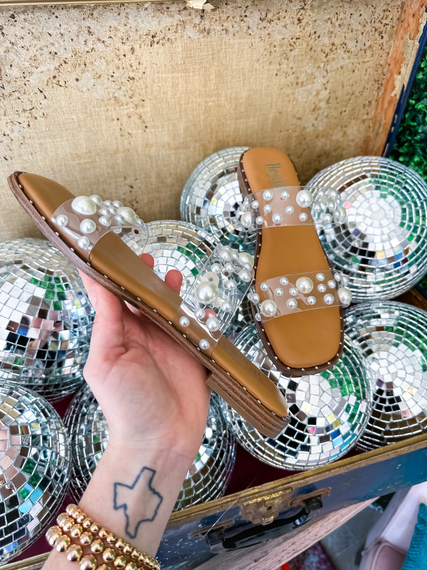 Marie Pearl Sandals - Clear - Southern Divas Boutique