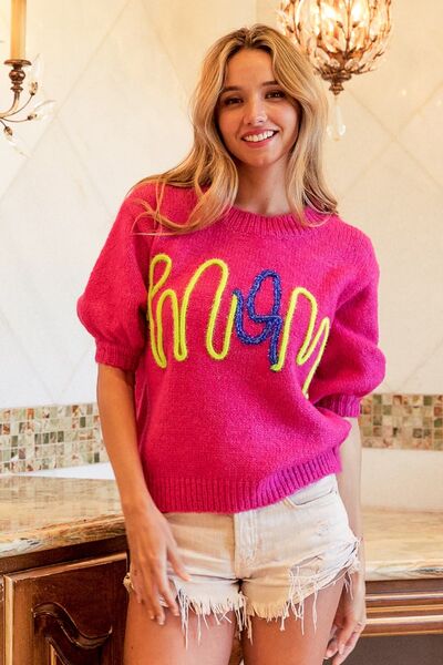 MOM Sweater - Hot Pink - Southern Divas Boutique