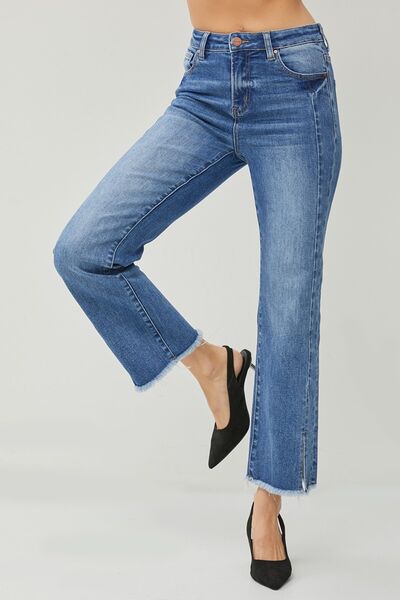 Hope Slit Straight Jeans - Southern Divas Boutique