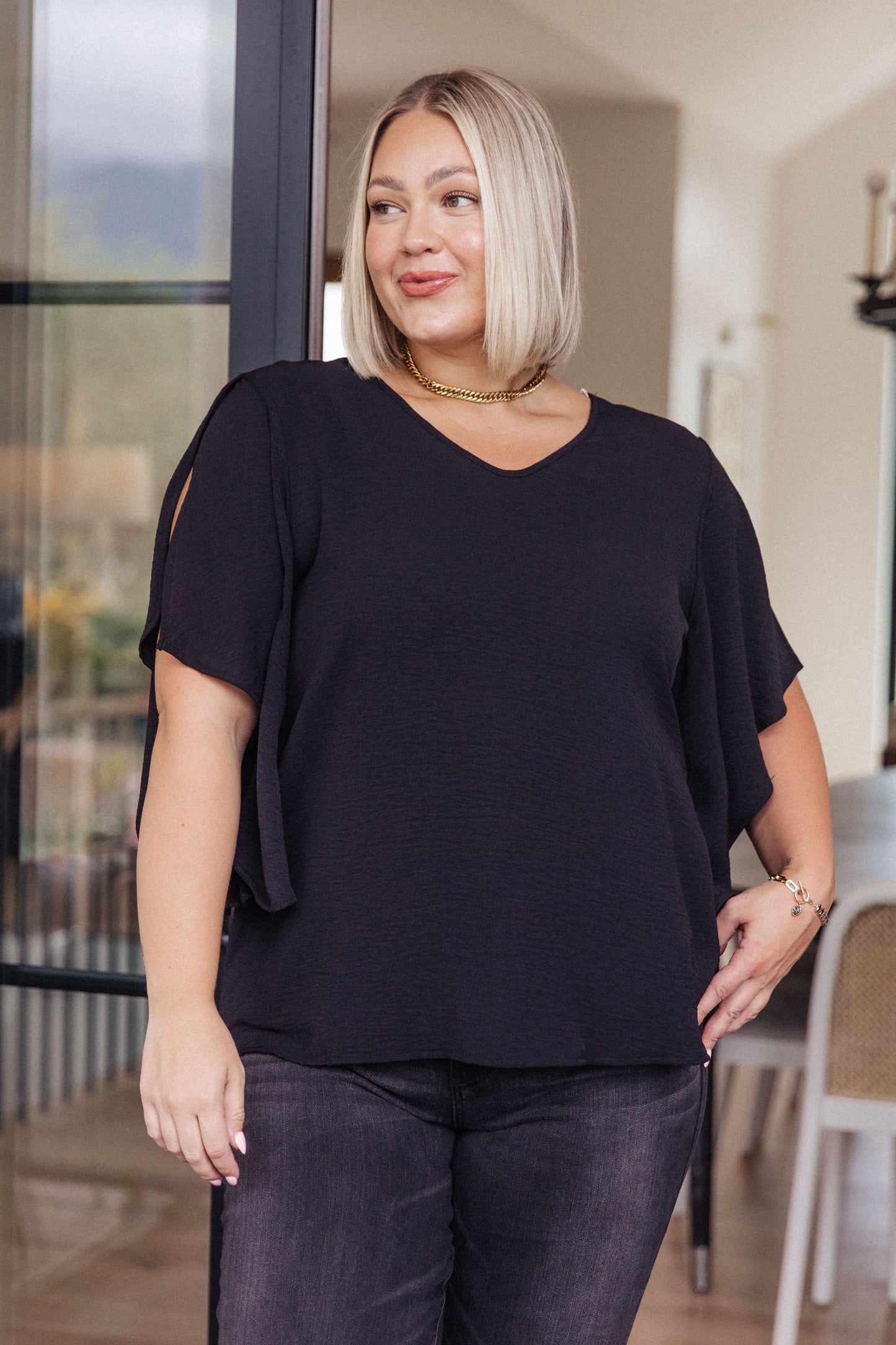 Around the World Draped Sleeve Blouse - Southern Divas Boutique