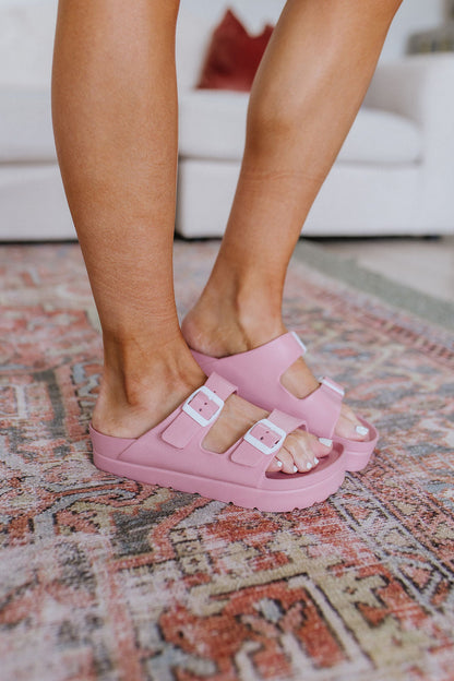 Boardwalk EVA Double Strap Platform Sandals in Rose - Southern Divas Boutique