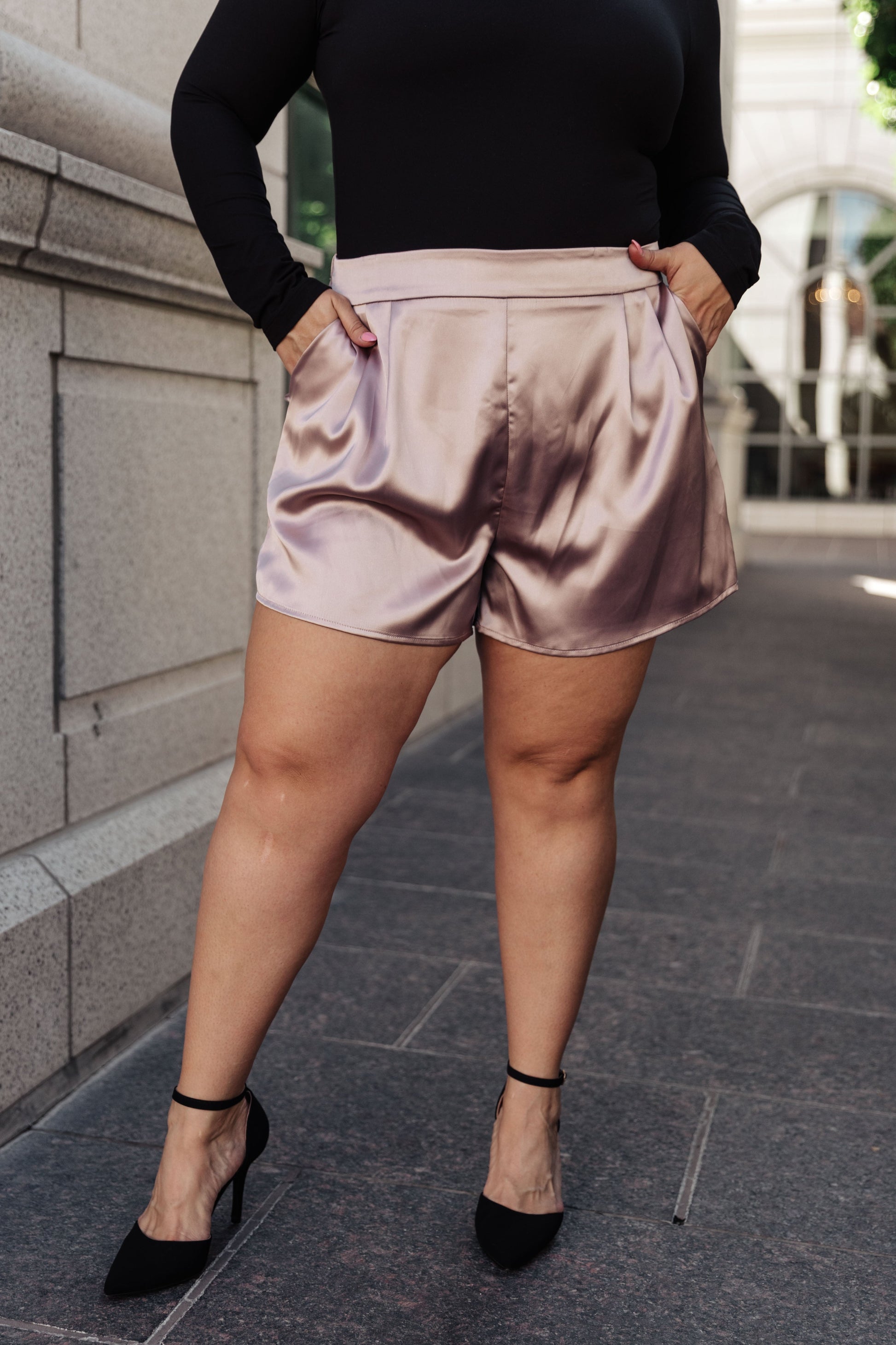Champagne and Roses Satin Shorts - Southern Divas Boutique
