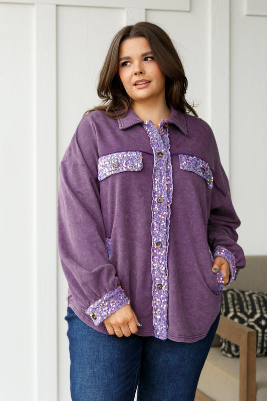 Chaos of Sequins Shacket in Purple - Southern Divas Boutique
