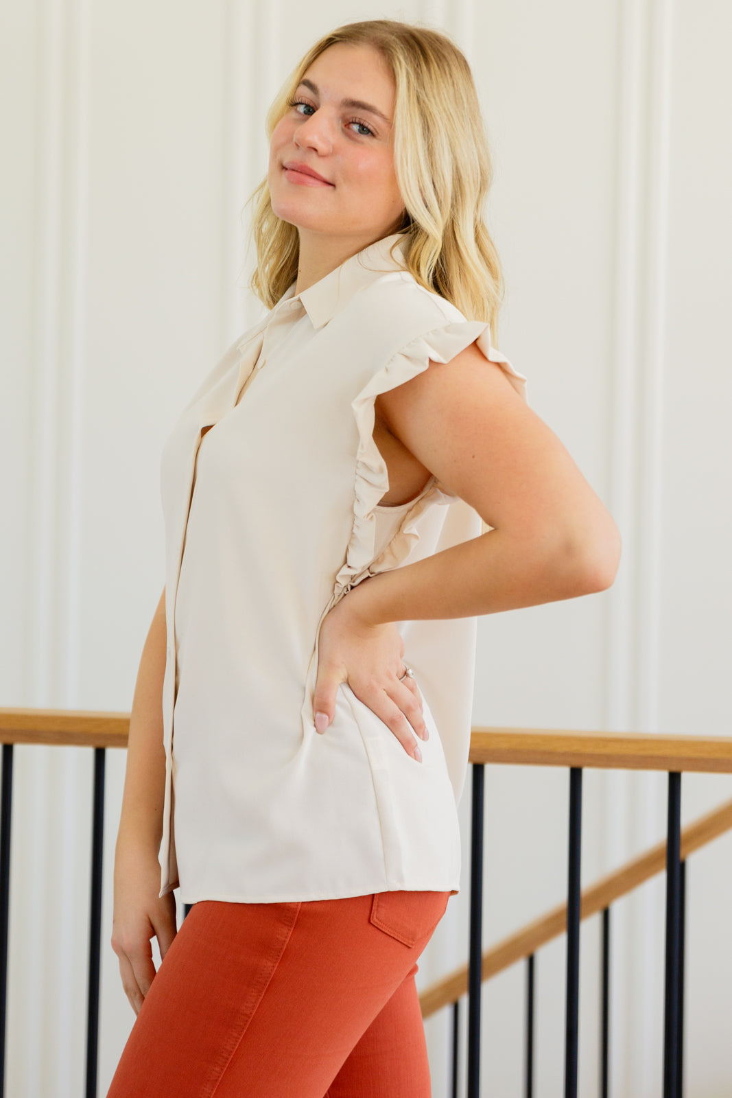 Day Date Ruffle Sleeved Blouse - Southern Divas Boutique