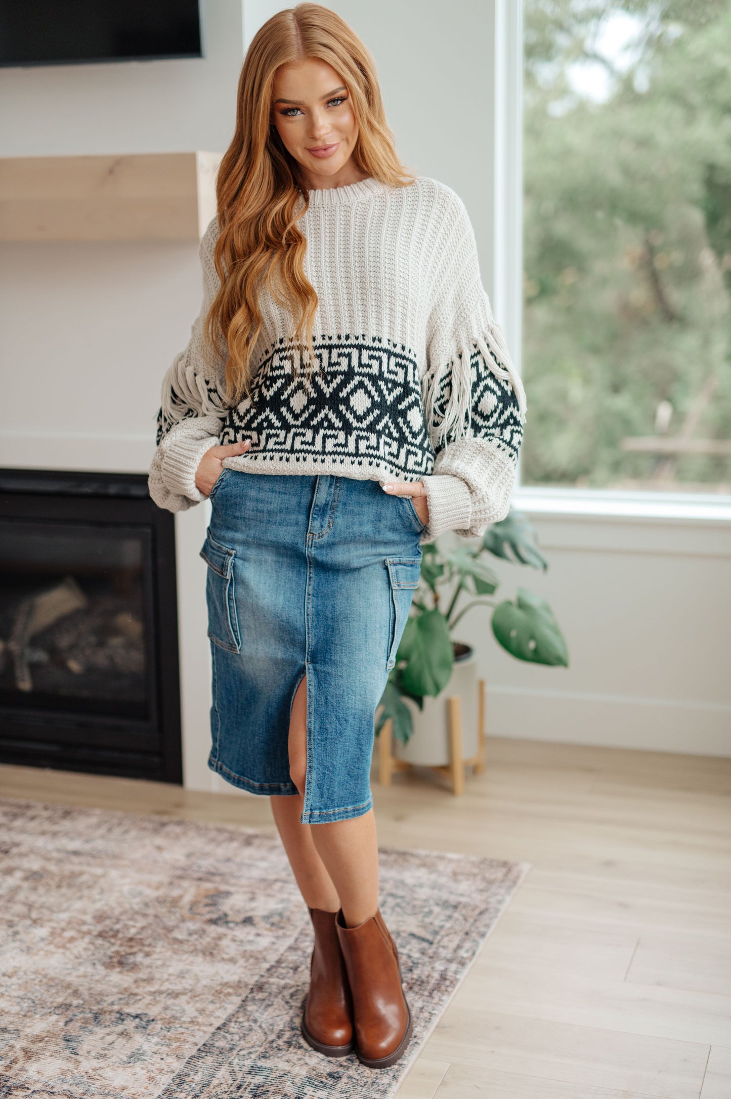Don't Waver Fringe Detail Sweater - Southern Divas Boutique