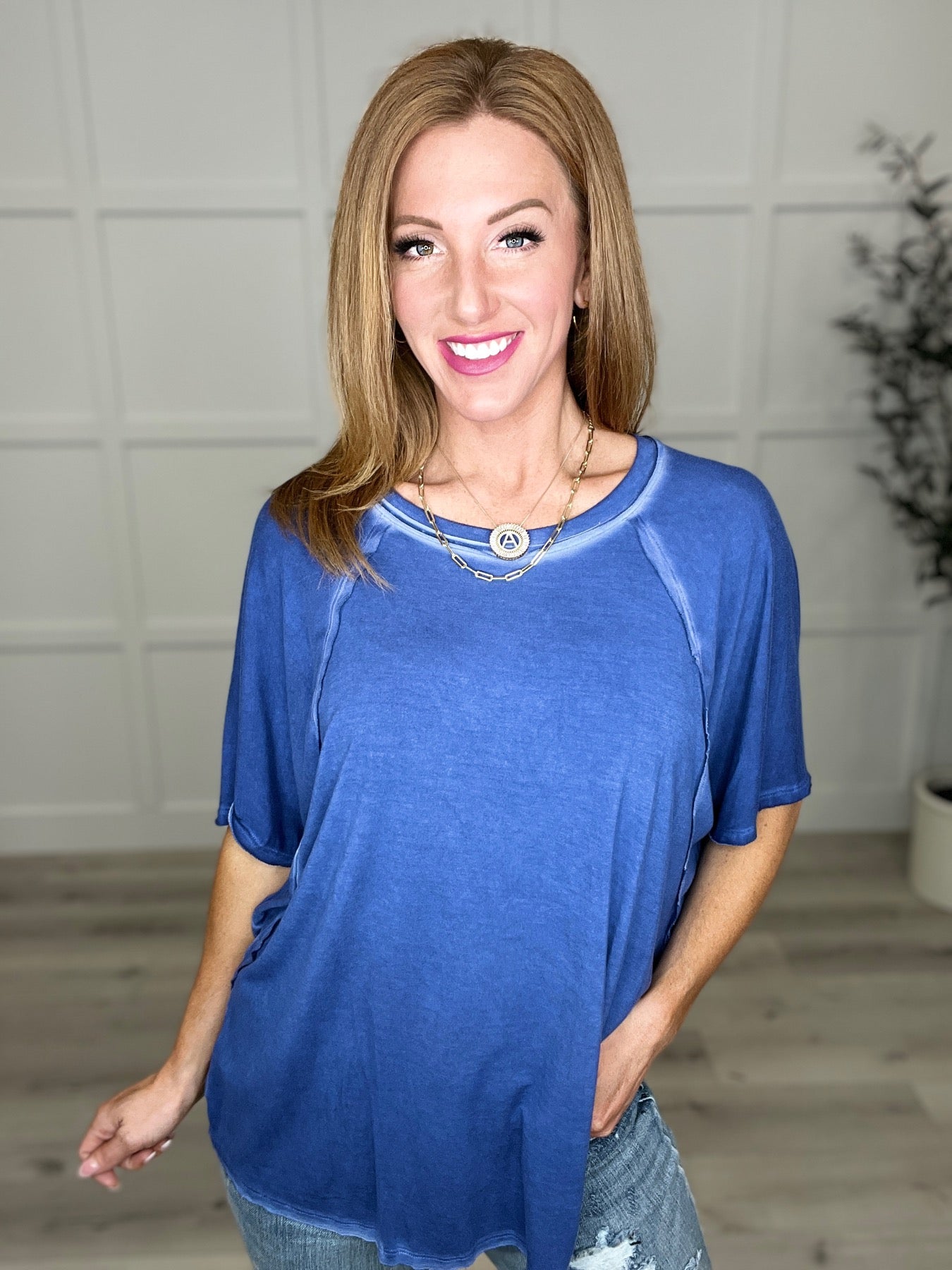 The Remix Mineral Washed Oversized T-Shirt in Light Navy - Southern Divas Boutique