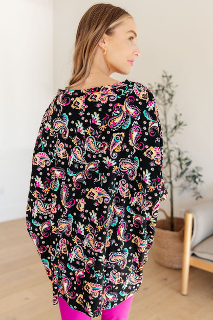 Essential Blouse in Black and Pink Paisley - Southern Divas Boutique