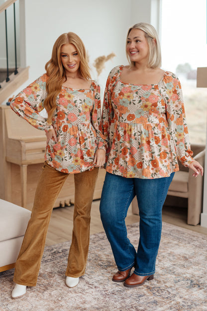 Fall For Florals Babydoll Top - Southern Divas Boutique