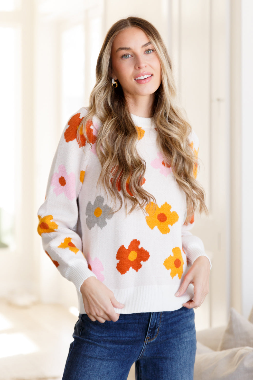 Falling Flowers Floral Sweater - Southern Divas Boutique