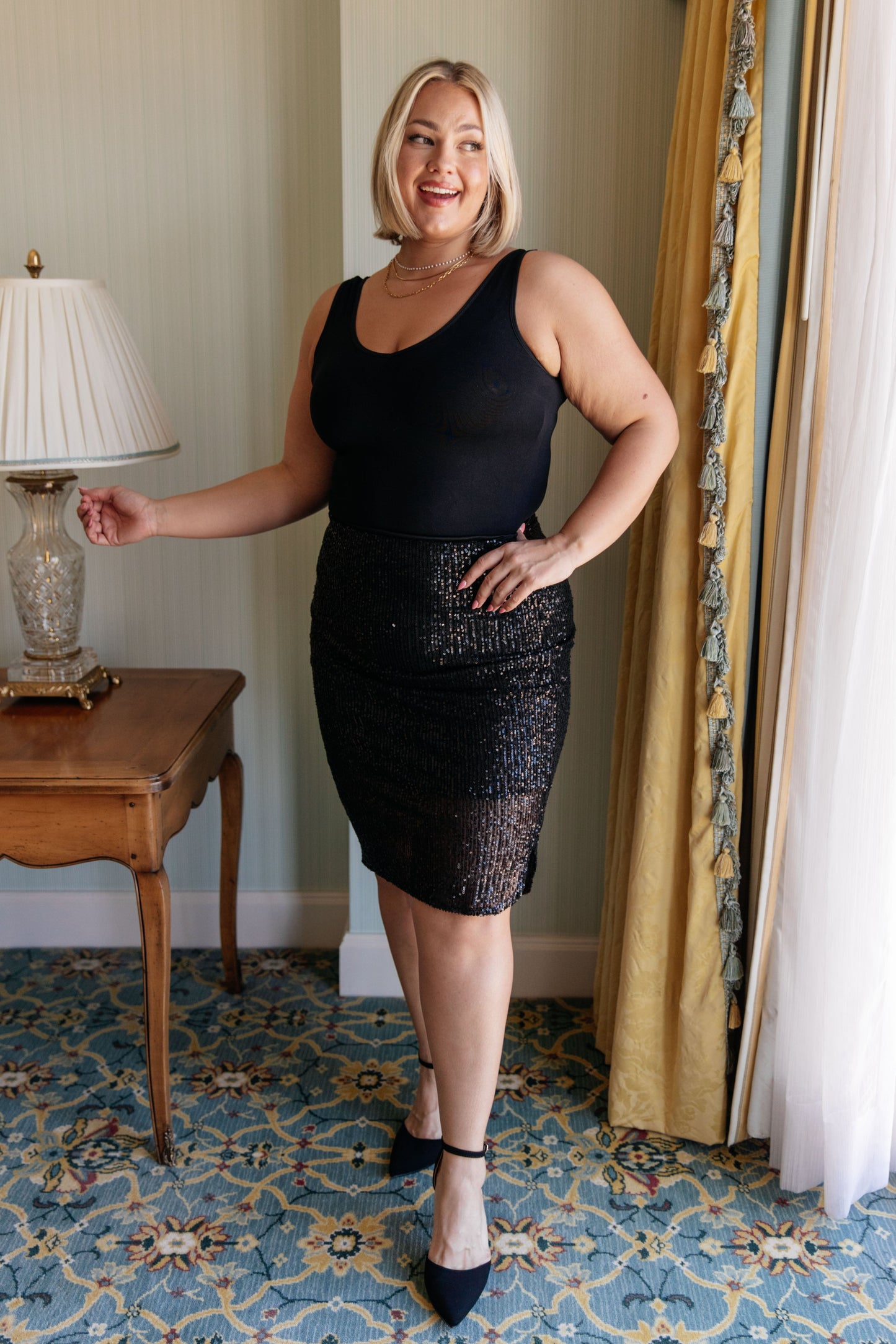 Gilded Age Sequin Skirt in Black - Southern Divas Boutique